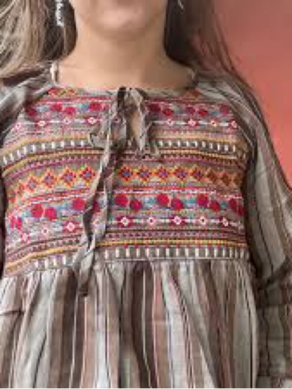 Savanna Jane Long Sleeve Embroidered Boho Peasant Top